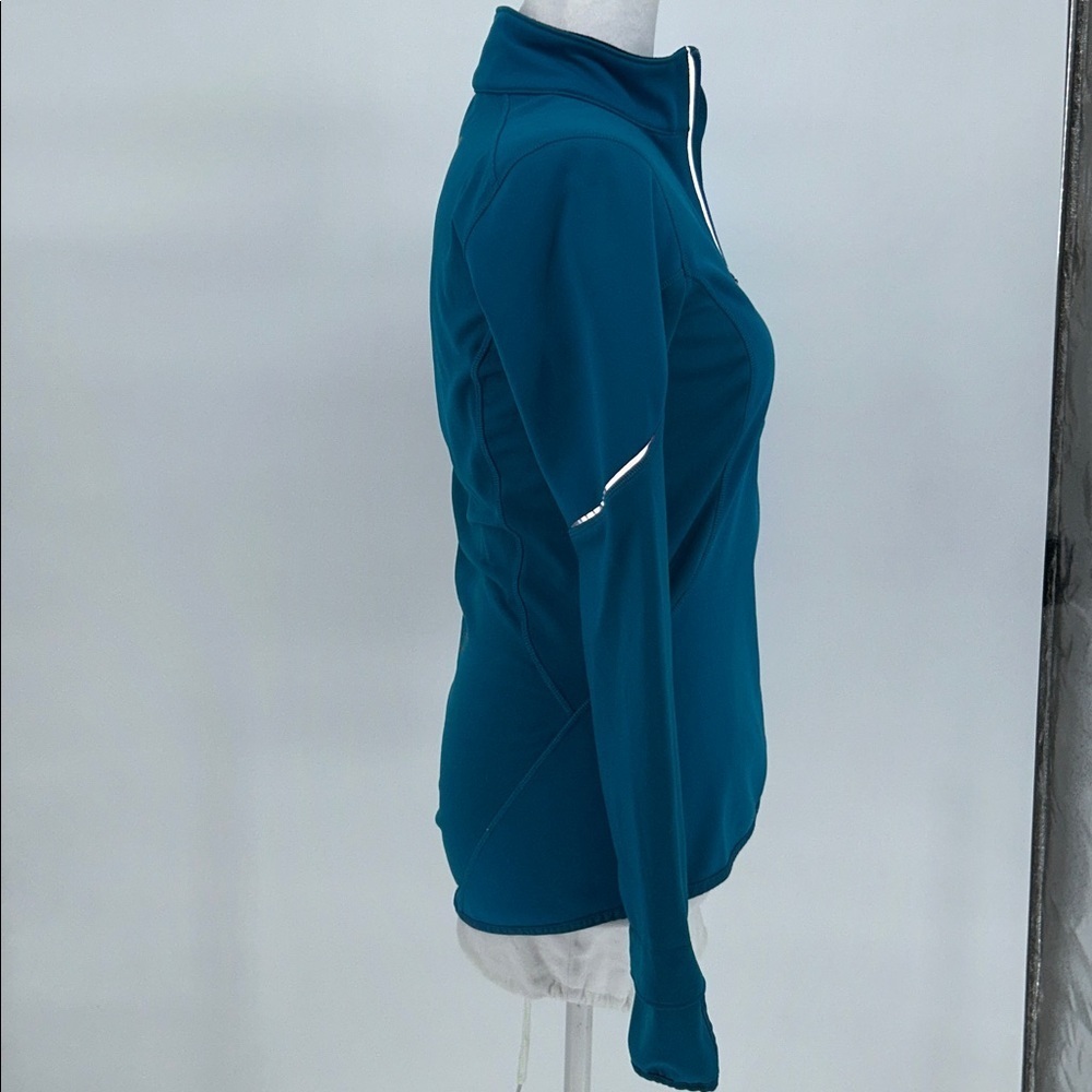 New Balance Womens Teal Half Zip Running Jacket Reflective Thumbholes XS - Picture 5 of 12